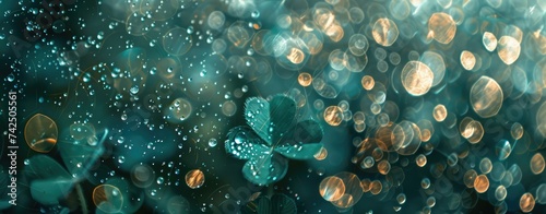 Shimmering Dew on Shamrock Leaves - Essence of Spring's Luck Generative AI