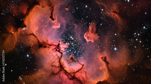 View of trifid nebula in sagittarius constellation
