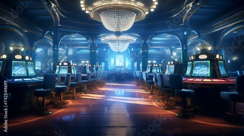 Casino Hall for Gambling - Roulette and Slot Machines