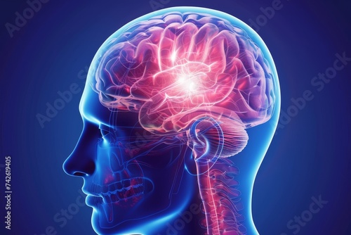 AI Brain Chip ai. Artificial Intelligence hyper human neurological public health mind circuit board. Neuronal network vrm smart computer processor voltage regulators