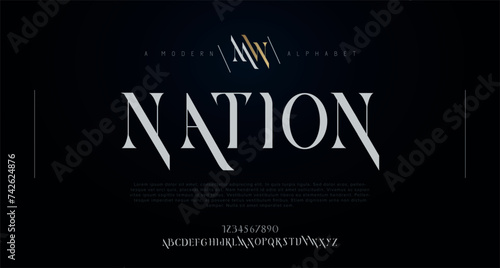 Nation Modern abstract digital alphabet font. Minimal technology typography, Creative urban sport fashion futuristic font and with numbers. vector illustration