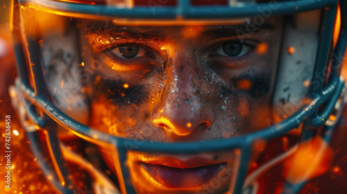 American football player colorful with with a helmet