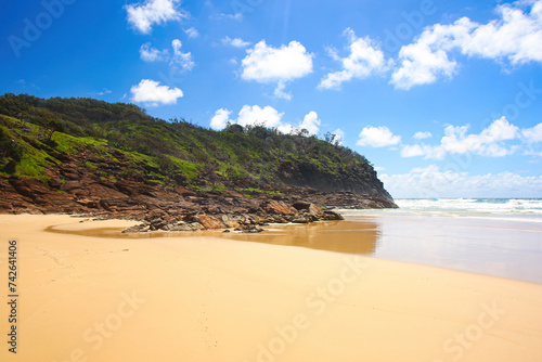 Indian Head, a coastal headland on the eastern (ocean) side of Fraser Island (K'gari) off the coast of Queensland, Australia - Outcrop at the north end of the 75 mile beach