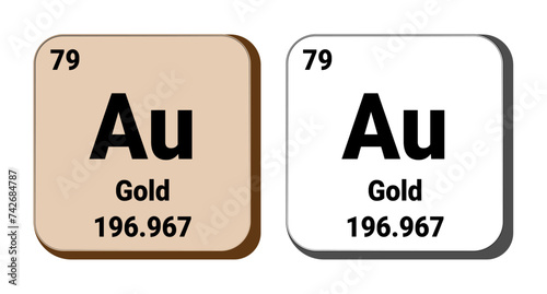 Au, Gold element vector icon, periodic table element. Vector illustration EPS 10 File. Isolated on white background.