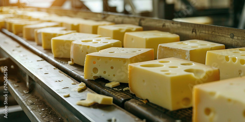 cheeses on a conveyor belt