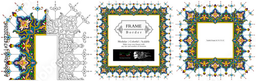 Frame mandala persian arabic turkish islamic hindi indian tibetan traditional colorful vector pattern texture vintage ornate retro elegant ornamental borders frames floral ornaments tazhib 41-v1.1.1