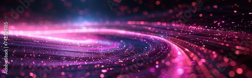 Abstract violet background, purple silky smoke, neon glow background, wallpaper, laser beam light lines, high speed internet, technology backdrop.