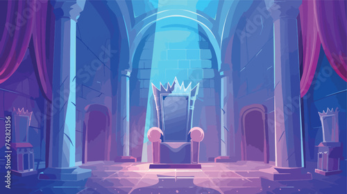 cartoon hall with a throne on a pedestal vector