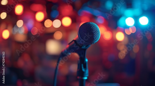 Microphone on Stage With Lights
