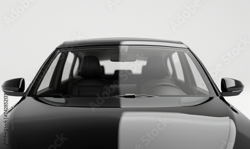 Front windshield of a black car clean and clear, offering a broad canvas for mockup