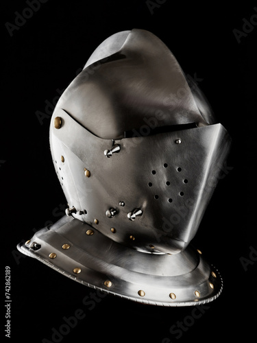 Medieval armor protection. Knight helm.