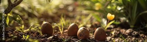 Hidden Chocolate Eggs in the Garden, Awaiting Easter Discovery