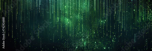 Green binary code data stream on digital technology background. Background for technological processes, science, presentations, etc