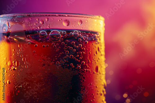Sweet fizzy drink close-up in a glass