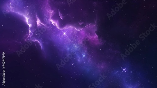 Mesmerizing Purple Nebula Backdrop with Twinkling Stars in Space