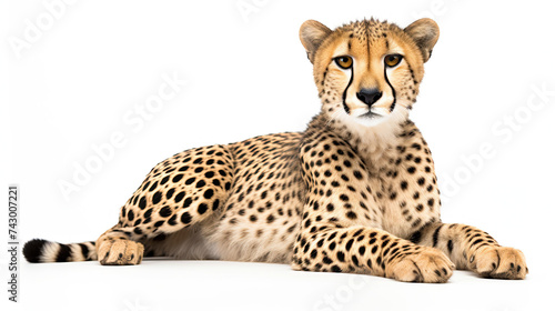 Cheetah setting isolated on white background