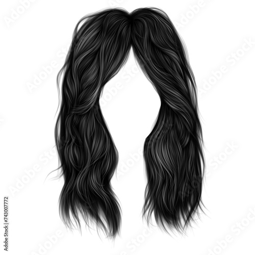 long layered haircut bangs png free hand painted illustration