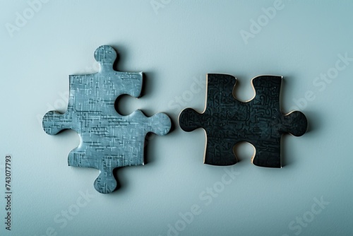 Isolated puzzle parts on white, concept of the missing originality in plagiarism