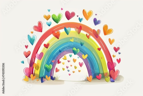 LGBTQ Pride walk. Rainbow hued colorful hybrid diversity Flag. Gradient motley colored circumscribed circle LGBT rights parade festival coral diverse gender illustration