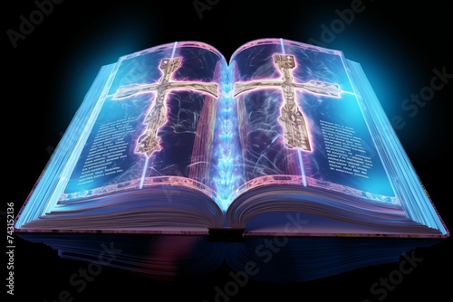 Holy Bible symbol. A book with a cross.