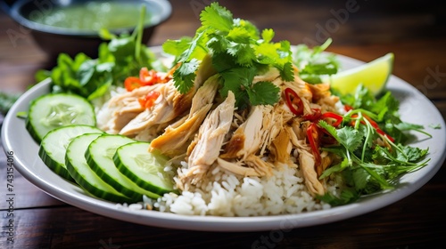 Com Ga Hoi An (Vietnamese Chicken Rice) is one of the signature dishes of Hoi An, a small ancient town in Central Vietnam. It features shredded chicken tossed with Vietnamese coriander, onions, and li
