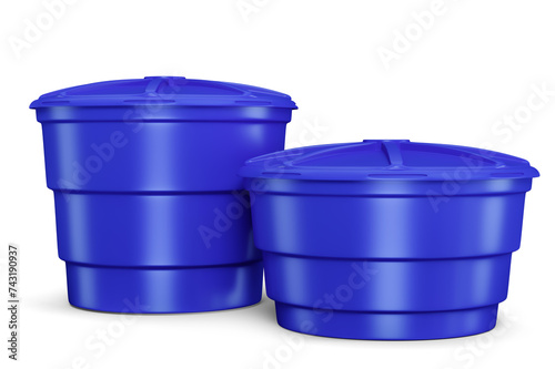 Common water tank in Brazil blue on transparent background in realistic 3d render