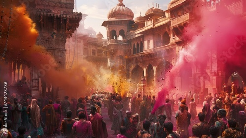 Holi Festival. People in coloured powder.