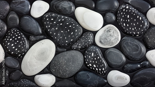 Black and white sea pebbles as an element of internal harmony
