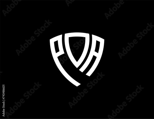 POA creative letter shield logo design vector icon illustration