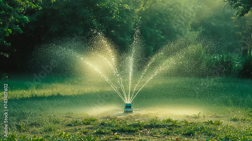 Automatic garden and grass water sprinkler system technology.