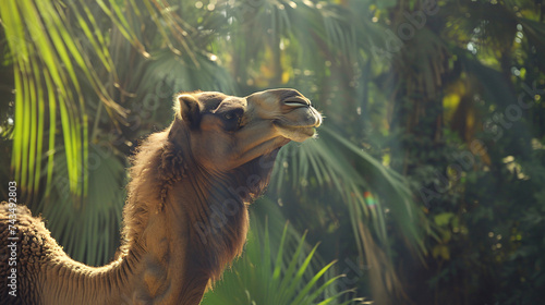 Stunning profile of a ruminating camel.