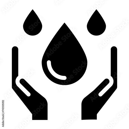 save water icon, Hand holding water drop icon.