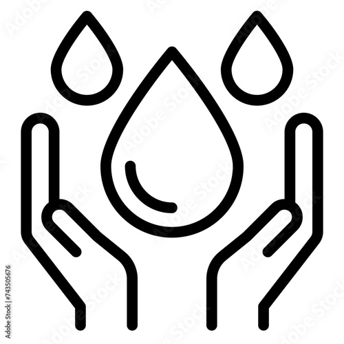save water icon, Hand holding water drop icon. 