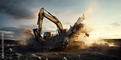 excavator in action is a powerful sight to behold. With its massive arm and bucket, it moves earth and debris with ease, reshaping the landscape with precision and efficiency.
