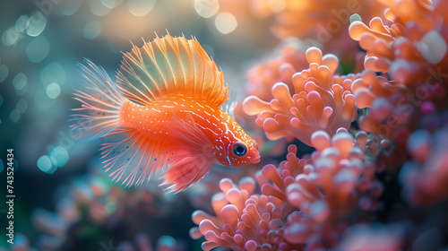 鮮やかなオレンジ色の熱帯魚