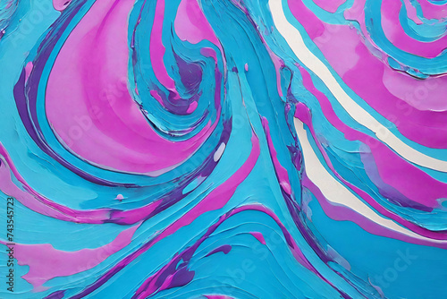 abstract of pealing paint in shades of blue flaky wall surface with pink purple and turquoise colors