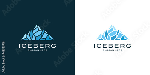Geometric iceberg mountain logo template vector