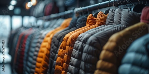 Elegant outdoor jackets displayed in a boutique, modern fashion trends