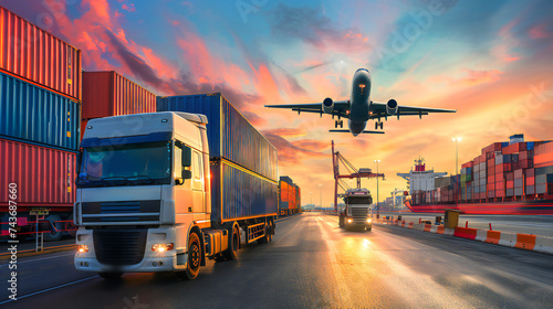Logistics import-export container freight transport. Freight transport company