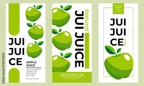 Apple juice label design. Suitable for beverage, bottle, packaging, stickers, and product packaging