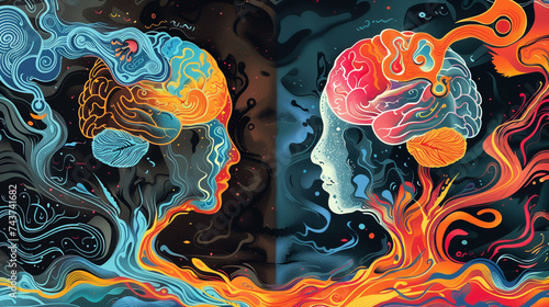 Diagram contrasting linear vs lateral thinking Logical sequences meet creative bursts in brain illustration showcasing problem solving strategies