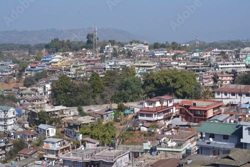 A beautiful Sunny Panoramic view of Shillong city. Capital city of Meghalaya, India.