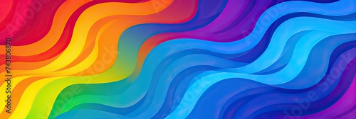 A visually striking rainbow colored background featuring wavy lines of various hues blending harmoniously across the canvas