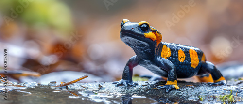a salamander , Professional photo, background, with empty copy space 