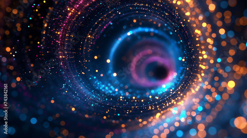 Abstract background design tunnel or wormhole galaxy science fantasy concept design, glitter and blurred vision,