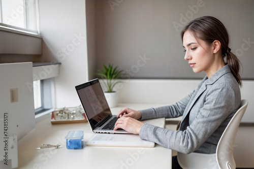 Connessioni Digitali- Una Businesswoman Impegnata nel Lavoro sul Laptop