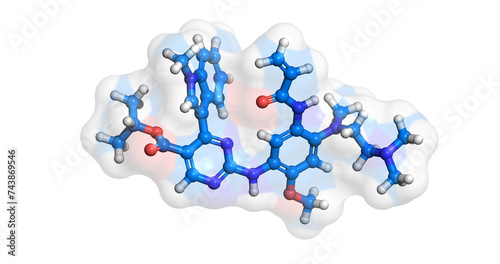 Mobocertinib, anticancer drug against non-small cell lung cancer, 3D molecule 4k, spinning