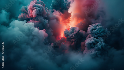 a cloud of smoke rising in the dark in the style of b