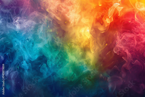 a rainbow colored smoke billowing in the style of pun