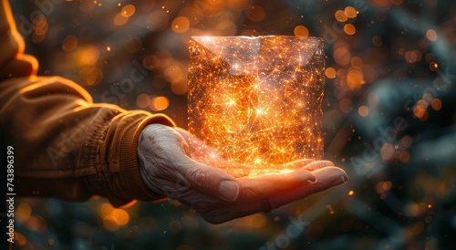 A fiery hand grasping a glowing cube, emanating heat as a person holds onto their burning desires